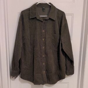Wild Fable Olive Green Oversized Corduroy Button Down Shirt XXL